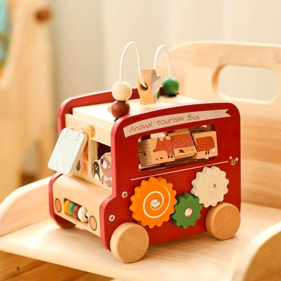 Holzspielzeug Manufaktur - Montessori Holz-Bus "Formen-Steckspiel" - 2