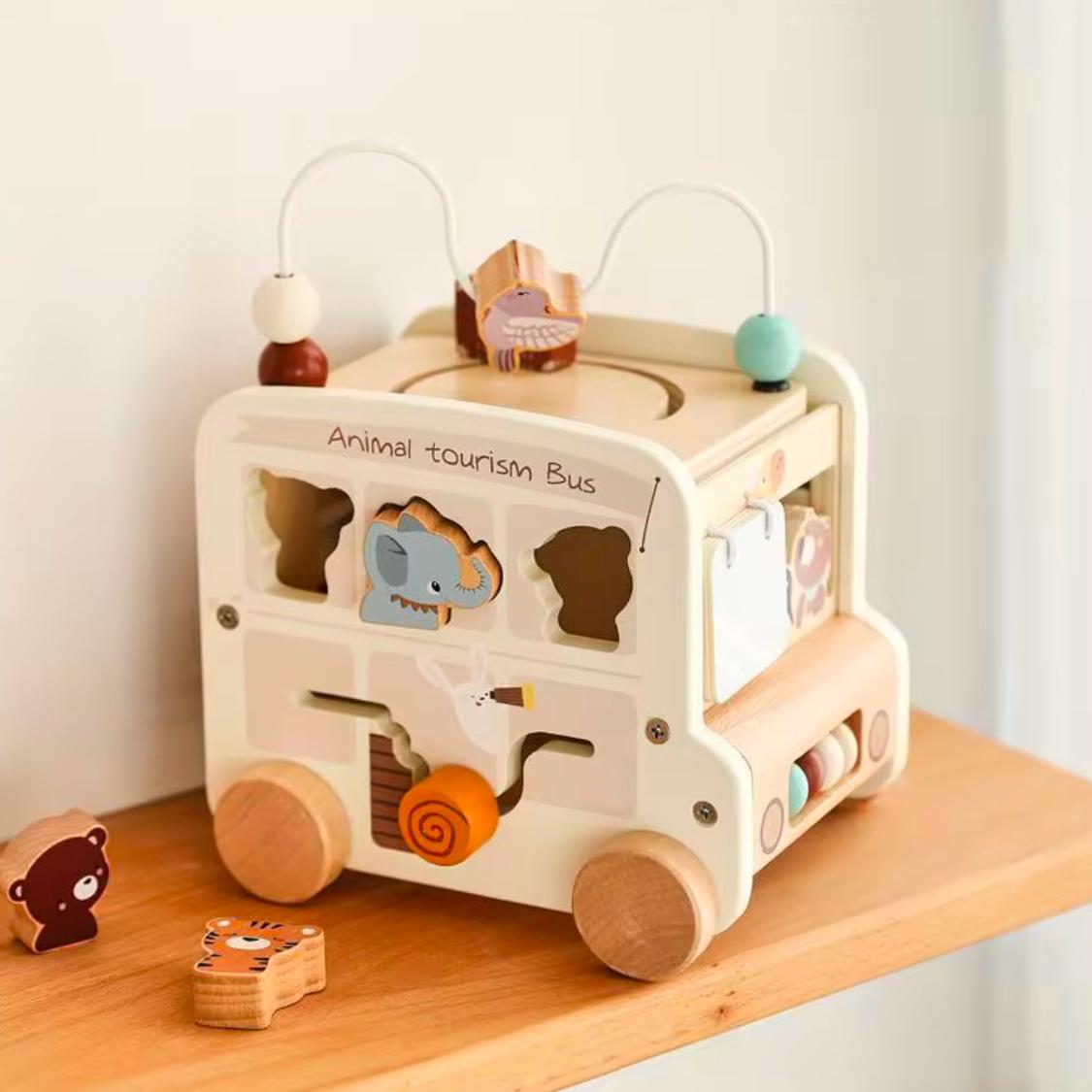 Holzspielzeug Manufaktur - Montessori Holz-Bus "Formen-Steckspiel" - 3