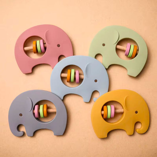  Holzspielzeug Manufaktur -  Beißring + Rassel "Elefant" -  1